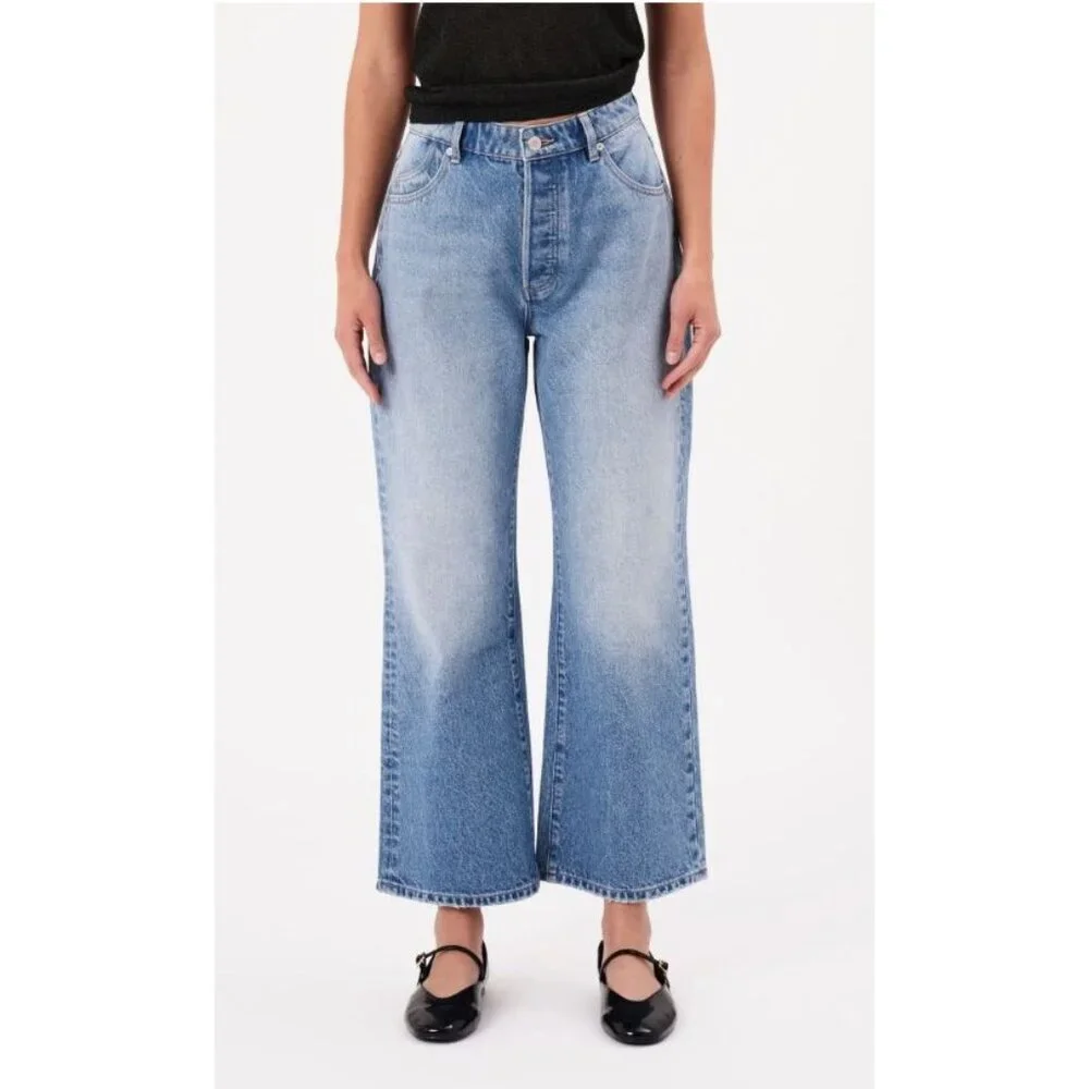 Rollas Womens Classic Flare Crop Sienna High Rise in Light Vintage Blue Size 28 - Picture 11 of 11